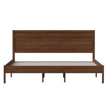 Modern king size wooden platform bed with headboard and clean design, crafted by Start2Finish.