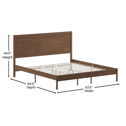 Modern king size wooden platform bed with headboard by Start2Finish, featuring sleek design and sturdy construction.