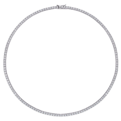 Start2Finish 12.5 ct. DEW Created Moissanite tennis necklace with sparkling stones, available in six sizes, shown in close-up detail.