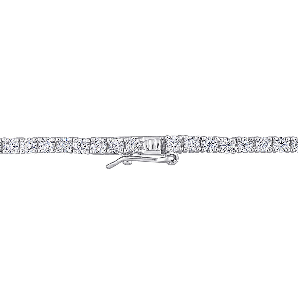 Start2Finish 12.5 ct. DEW Created Moissanite tennis necklace with sparkling stones, available in six sizes, on a delicate chain.
