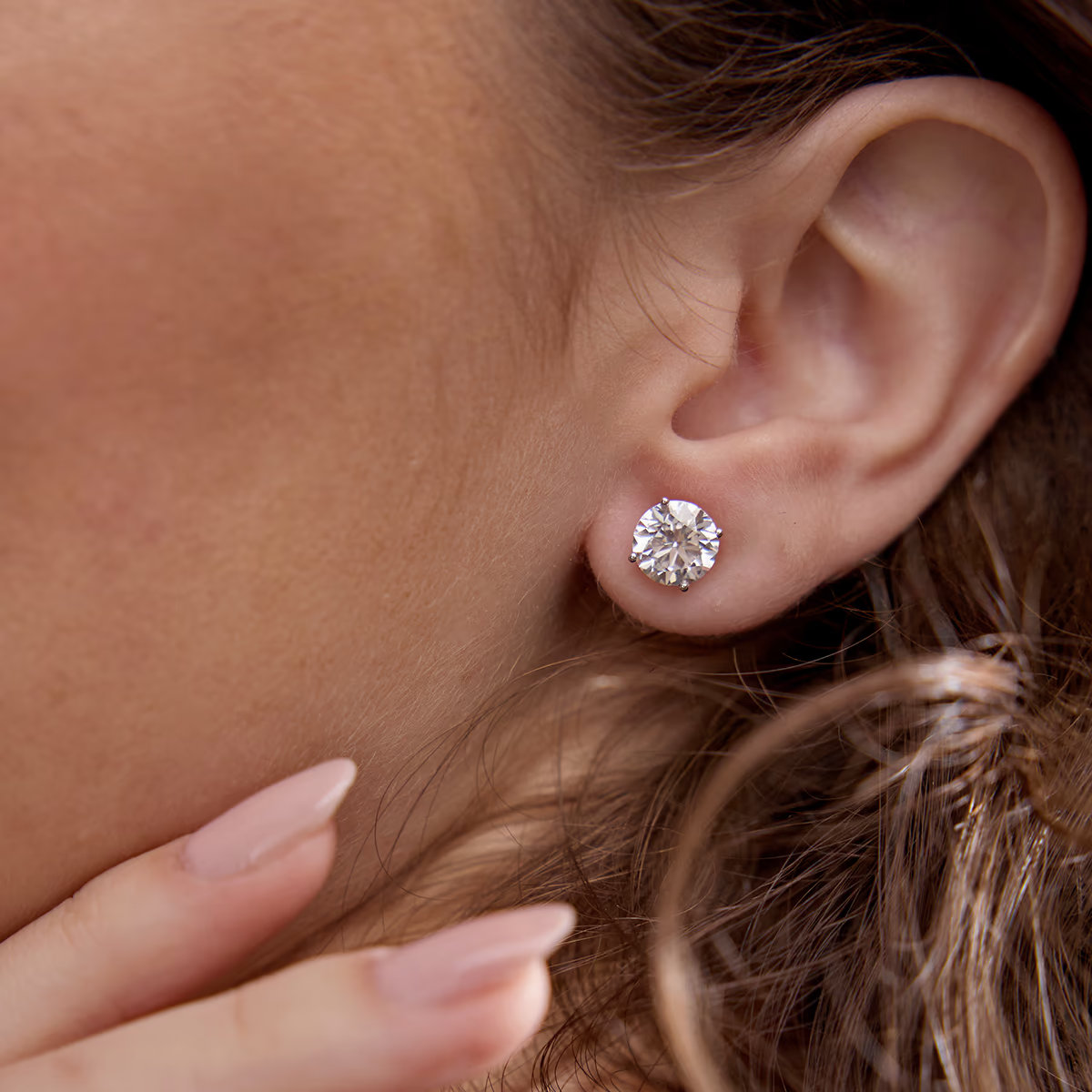 Start2Finish 2.50 CTW AGI Certified Lab Grown Diamond Stud Earrings in 14K white or yellow gold with G-VS clarity.