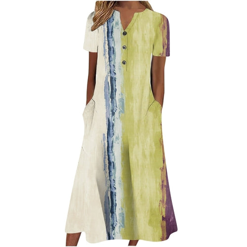 Women’s summer midi dress by Carmine Juneberry featuring a casual, lightweight design with pockets, perfect for warm weather.