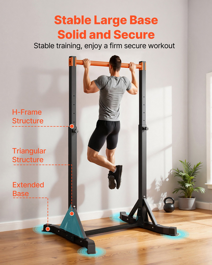Start2Finish VEVOR portable pull-up bar with H-frame, heavy-duty steel, adjustable height, designed for arm, back, and chest workouts.