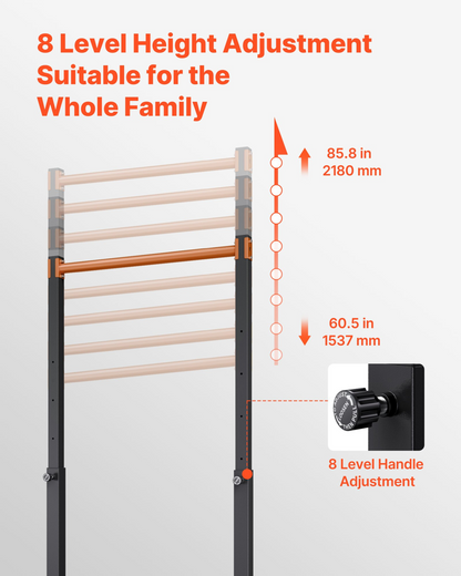 Start2Finish VEVOR portable pull-up bar with H-frame, heavy-duty steel, adjustable height, suitable for arms, back, and chest workouts