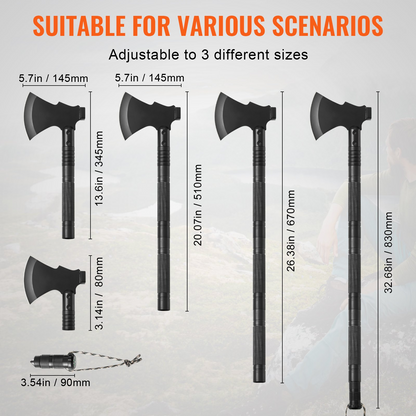 Start2Finish VEVOR survival shovel and axe combo, 16-in-1 camping folding tool with stainless steel tactical design for outdoor survival.