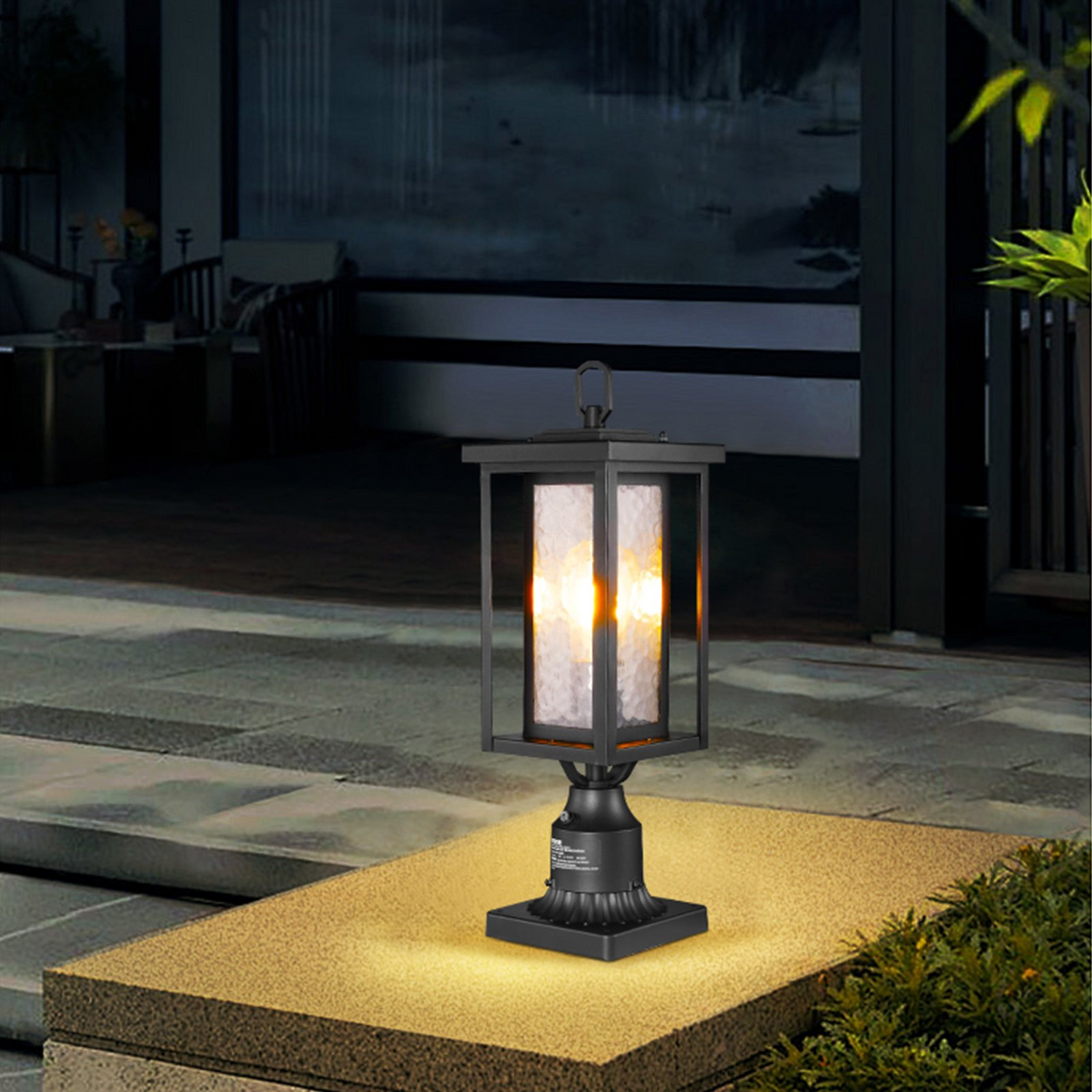 Start2Finish VEVOR 2-pack outdoor dusk to dawn post lights with glass shades, waterproof, 17.72-inch exterior lamp fixtures for garden or patio