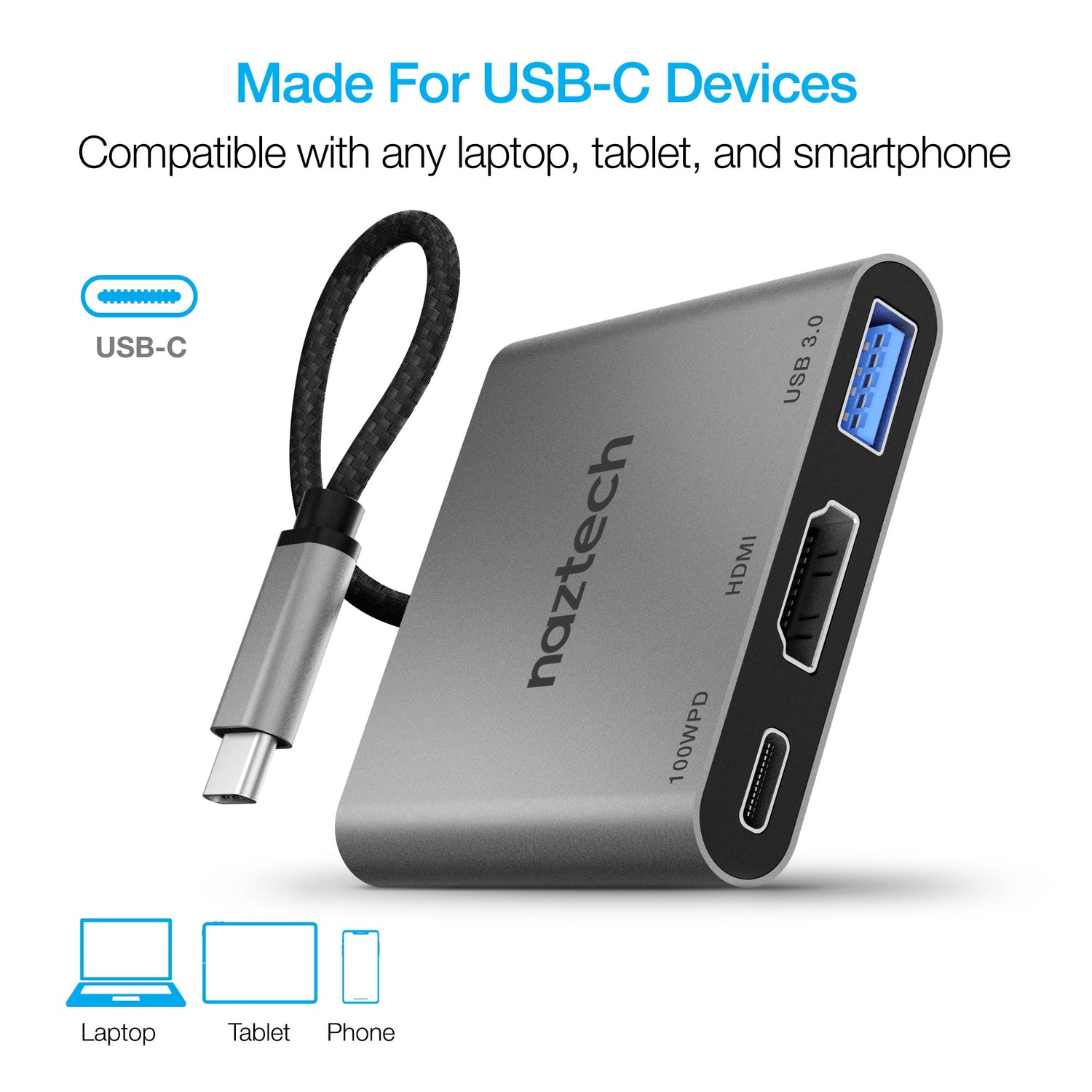 Sky Iapetus Naztech Portable MaxDrive 3100W USB-C hub with multiple ports for mobile and laptop connectivity.