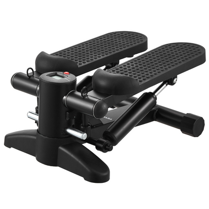 Start2Finish VEVOR mini stair stepper with hydraulic resistance bands, LCD monitor, designed for full-body cardio workouts at home.