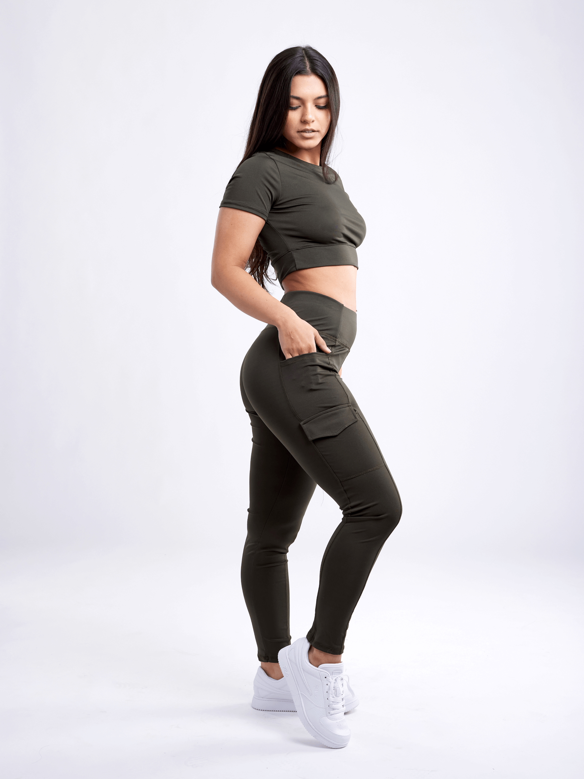 Black Lavender JupiterGear short-sleeve crop top for activewear, shown in black with a fitted design and breathable fabric.