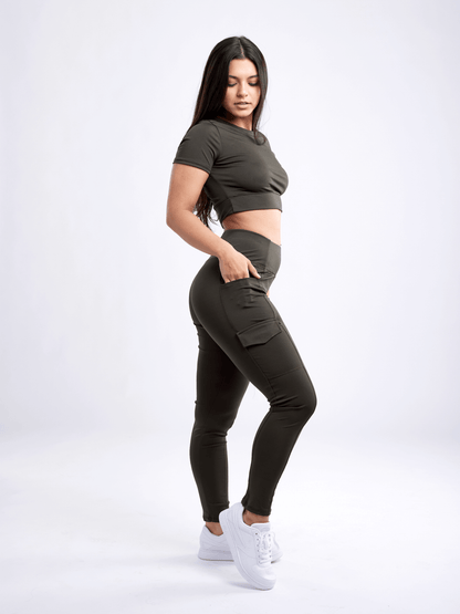 Black Lavender JupiterGear short-sleeve crop top for activewear, shown in black with a fitted design and breathable fabric.