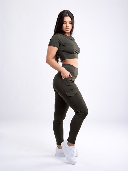 Sky Iapetus JupiterGear short-sleeve crop top for activewear, black color, fitted style with logo detail on the front.