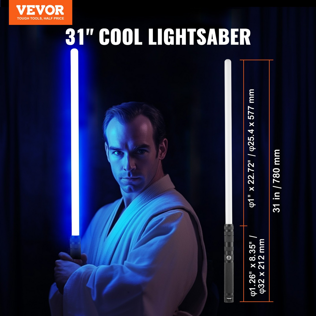 Start2Finish VEVOR Light Sword with 14 RGB colors, FX sound, realistic handle, rechargeable, suitable for cosplay and kids&