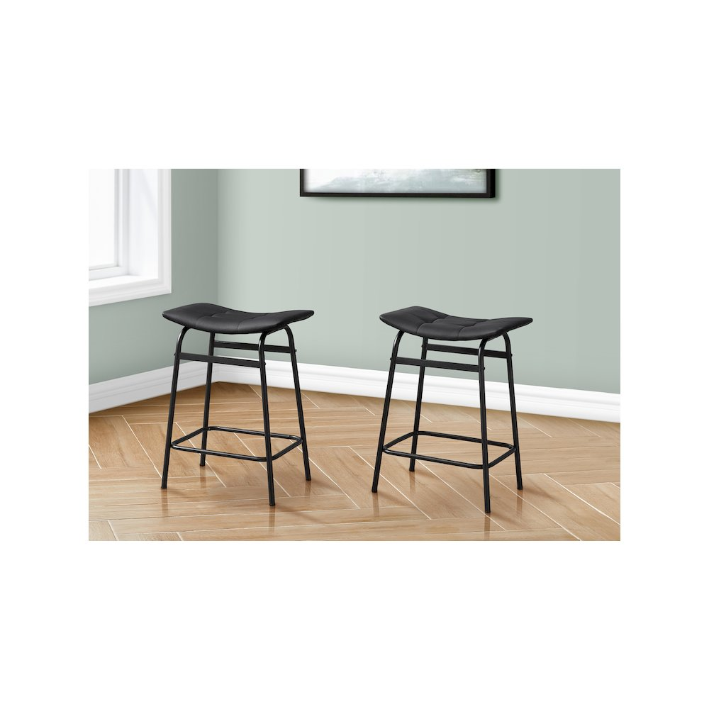 Set of 2 Start2Finish counter height kitchen barstools with wooden seats and metal legs, modern and stylish for kitchen counters.