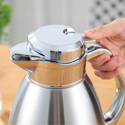 Start2Finish SOGA 1.8L stainless steel insulated vacuum flask for home use, showing the sleek, silver design with a secure lid.