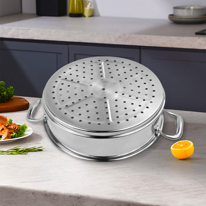 Start2Finish SOGA 3-tier stainless steel food steamer for home use, with multiple steaming baskets and sturdy construction.