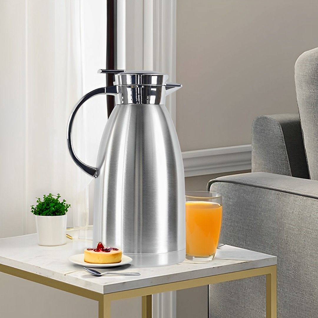 Start2Finish SOGA 1.8L stainless steel insulated vacuum flask for home use, featuring a sleek, durable design with a screw-on lid.