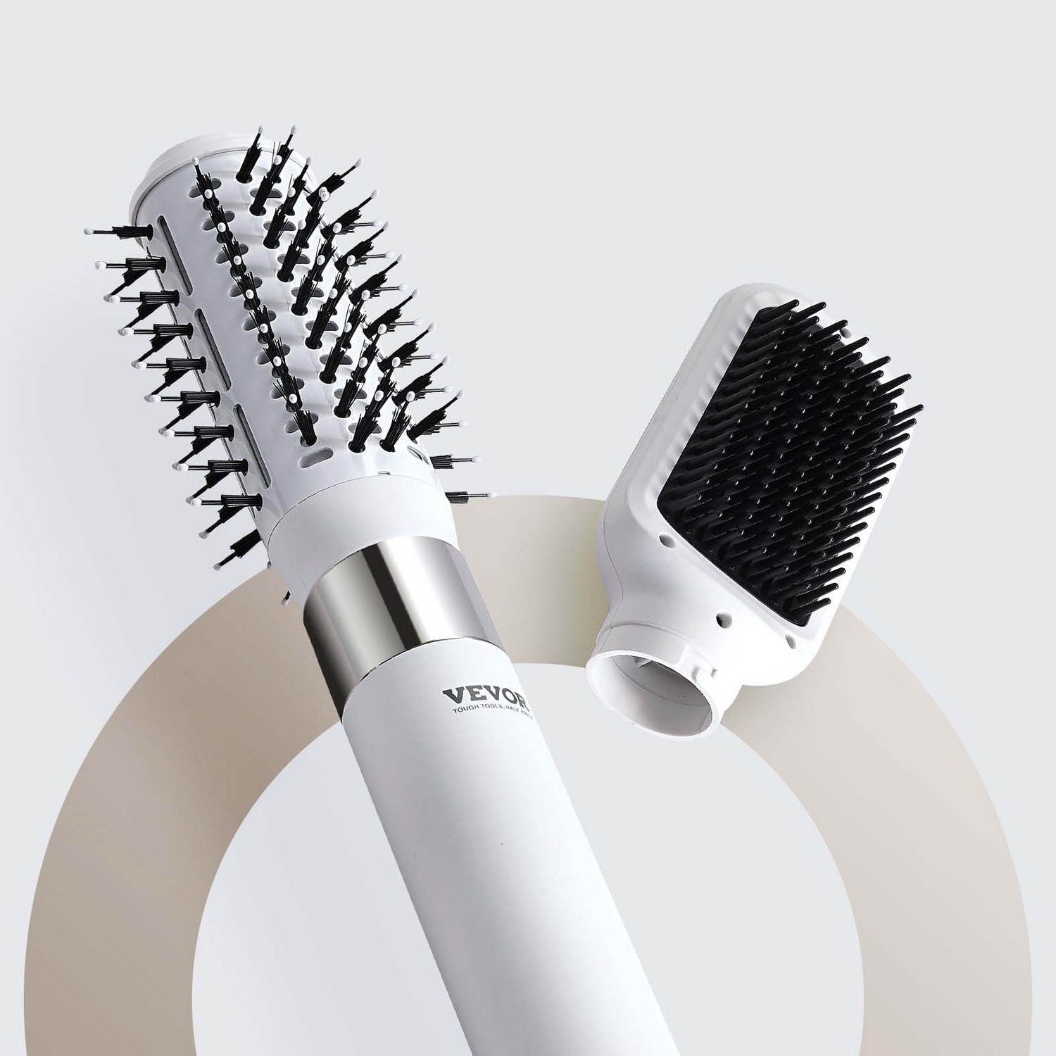 Start2Finish VEVOR Ionic Hair Dryer Styler with oval and paddle brushes, high-speed hot air for fast drying and styling.