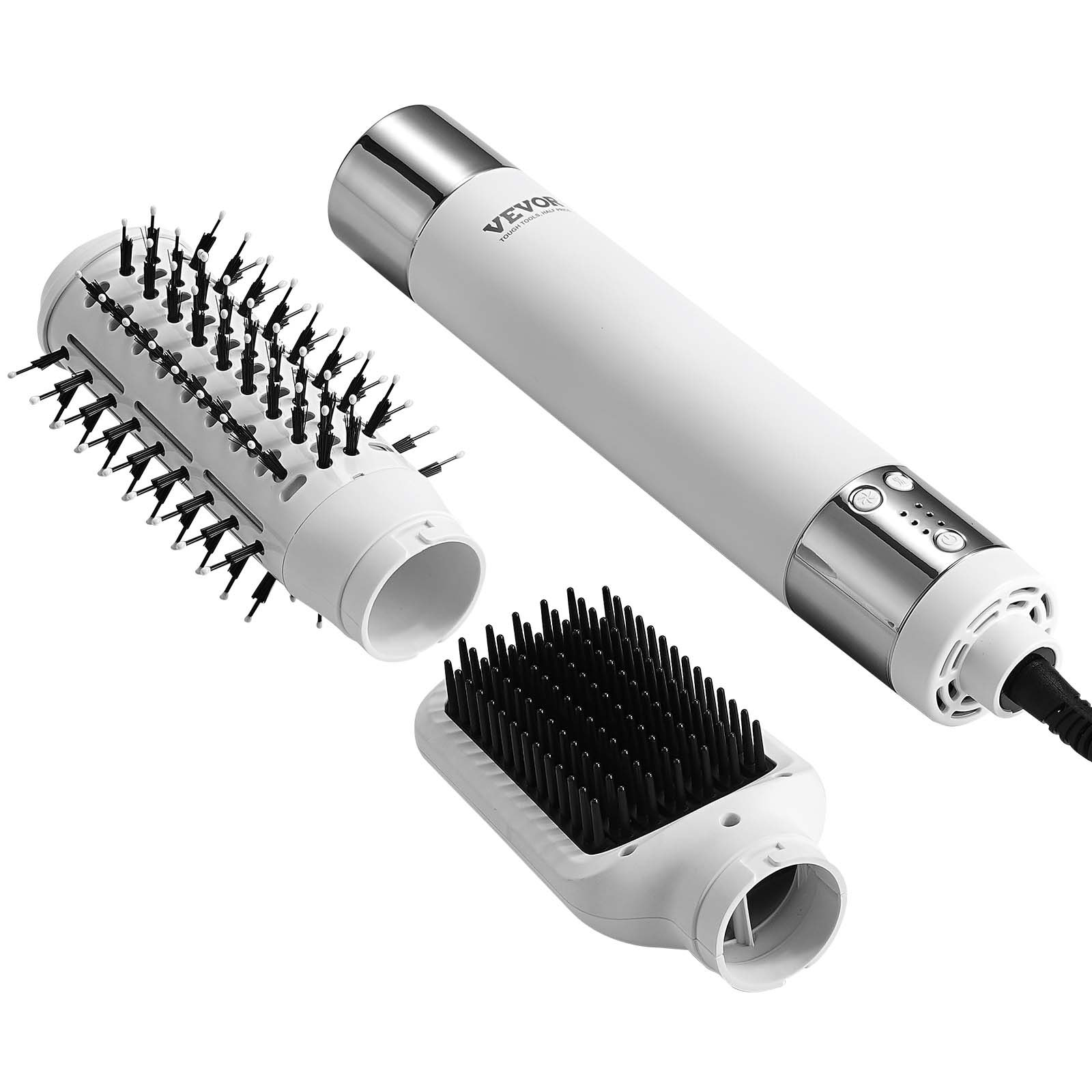 Start2Finish VEVOR ionic hair dryer brush with oval and paddle attachments, high-speed hot air styling tool for fast drying and volume.