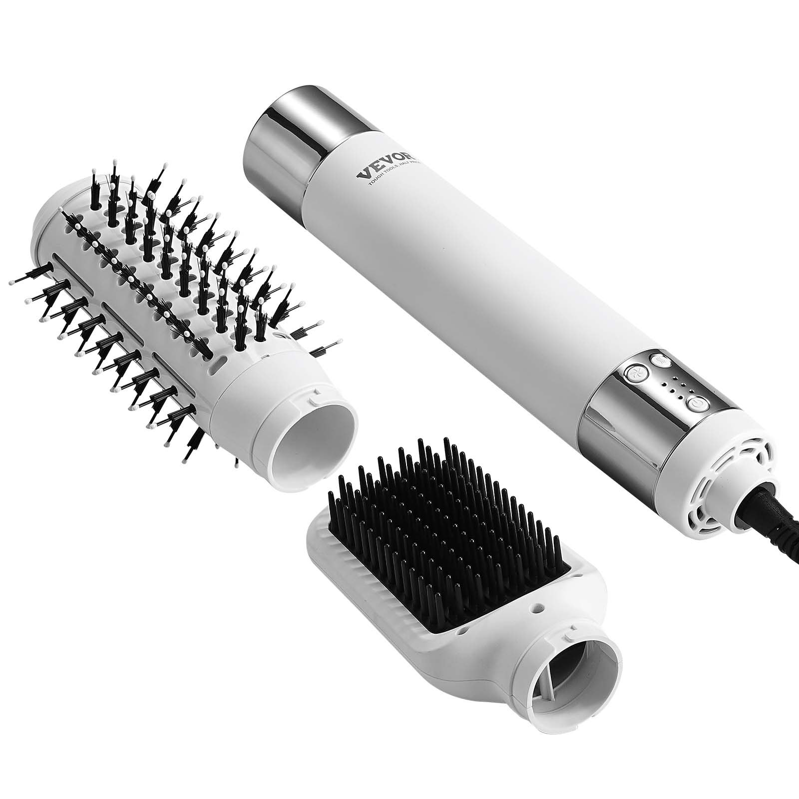 Start2Finish VEVOR ionic hair dryer styler with brushless motor, oval and paddle brushes for fast drying and volumizing styling.