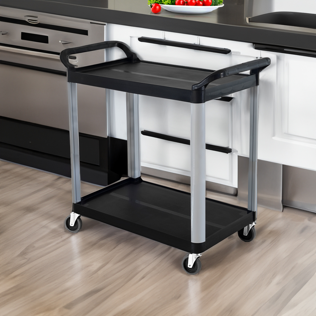 Start2Finish SOGA 2 Tier Food Trolley kitchen cart with metal frame, wheels, and multiple shelves for efficient kitchen organization.