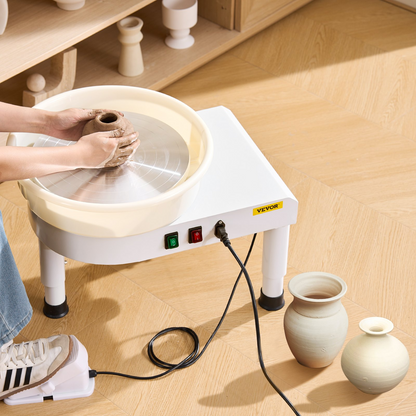 Start2Finish VEVOR pottery wheel with 14-inch ceramic wheel, adjustable speed, foot pedal control, and detachable basin for home pottery.