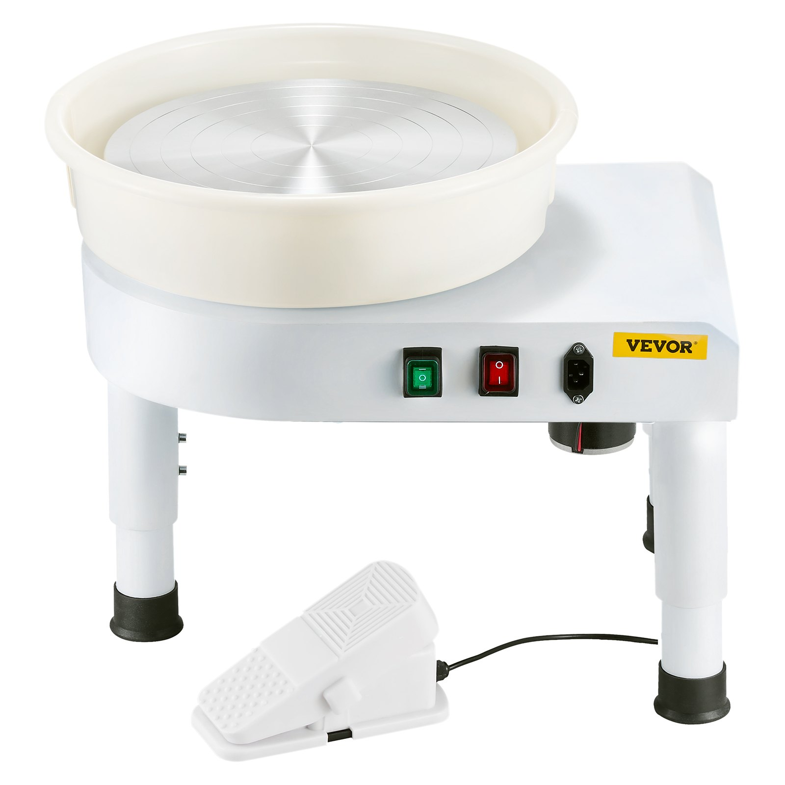 Start2Finish VEVOR pottery wheel with 14-inch ceramic wheel, adjustable speed, foot pedal, detachable basin, for home pottery projects.