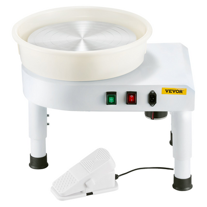 Start2Finish VEVOR pottery wheel with 14-inch ceramic wheel, adjustable speed, foot pedal, detachable basin, for home pottery projects.