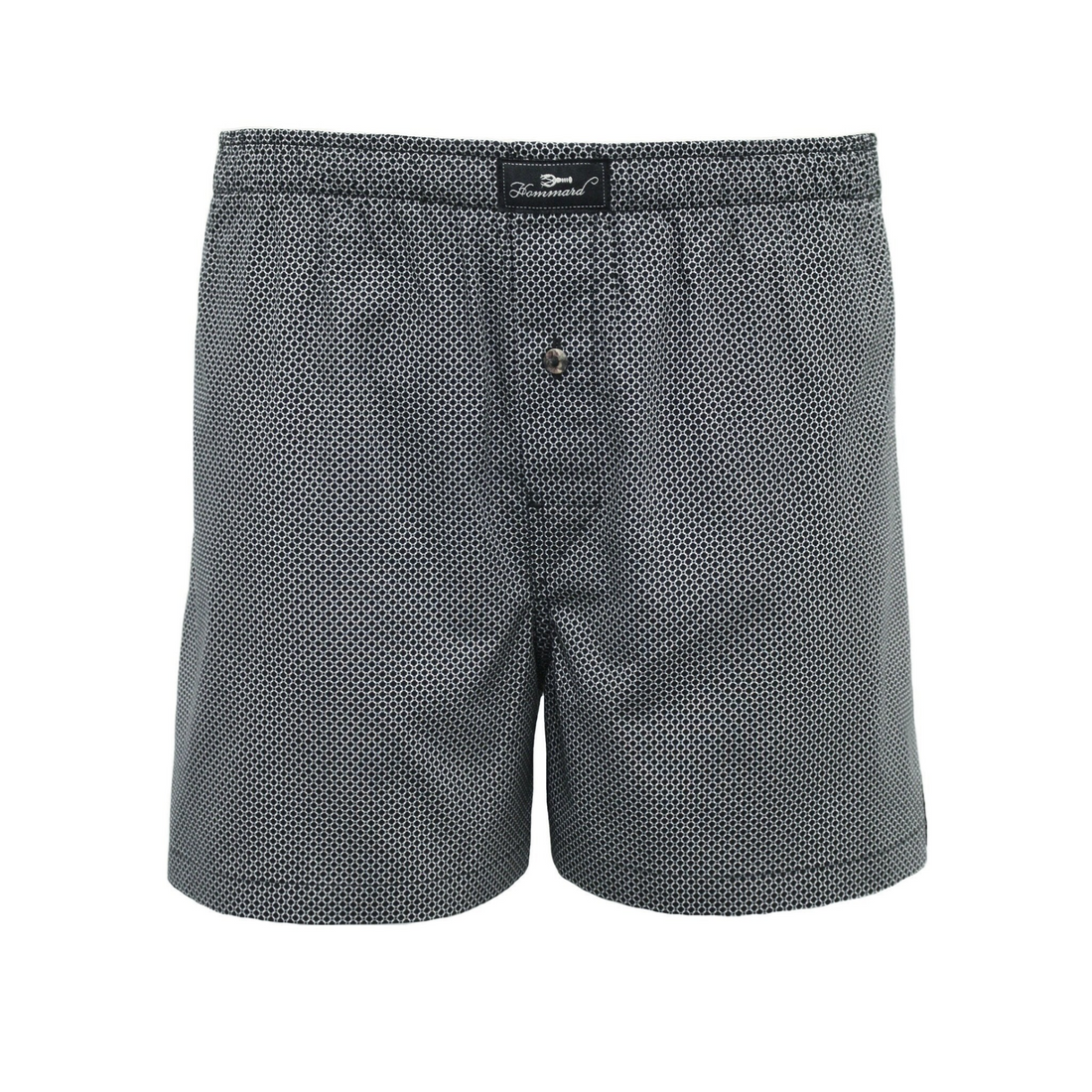 Black dot woven cotton boxer shorts from Start2Finish, featuring comfortable, breathable men&