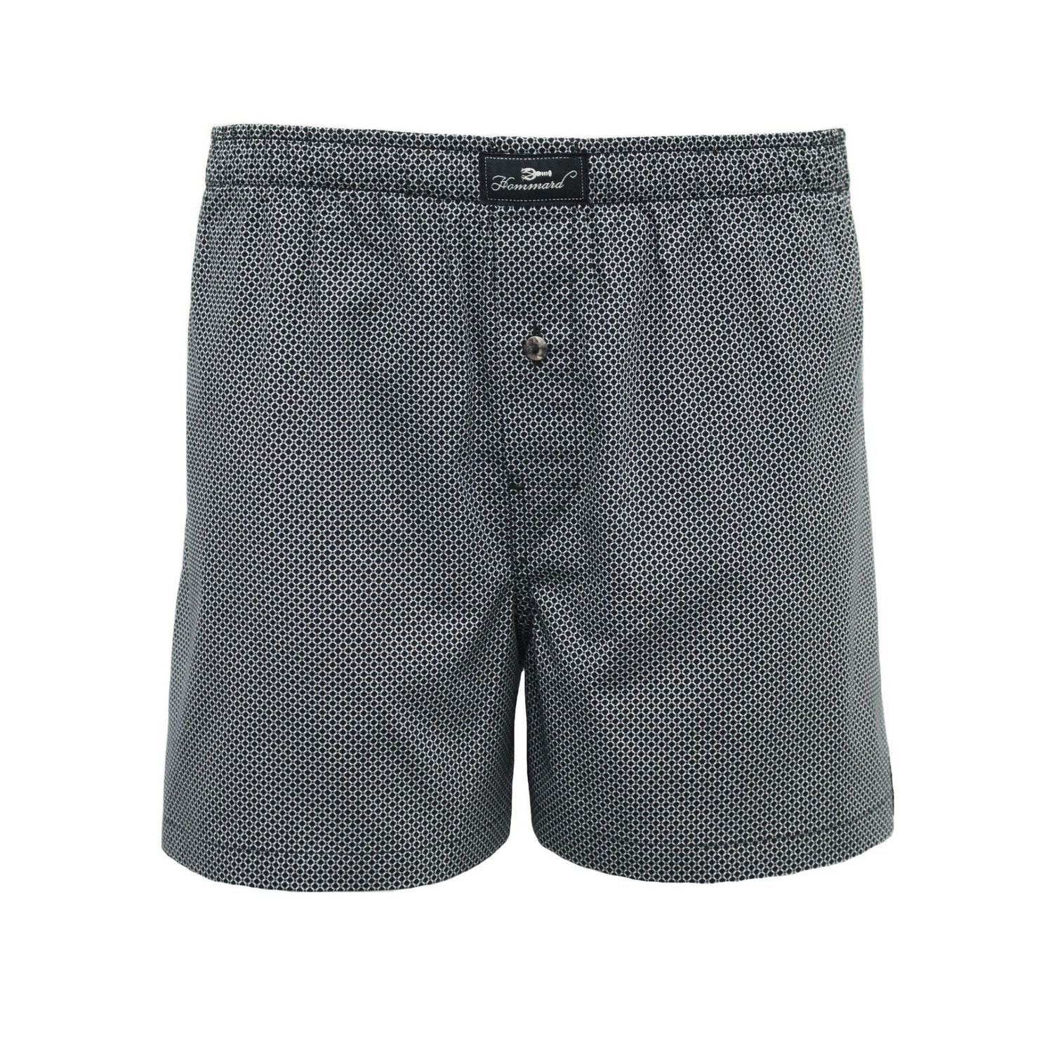 Black dot woven cotton boxer shorts from Start2Finish, featuring comfortable, breathable men&
