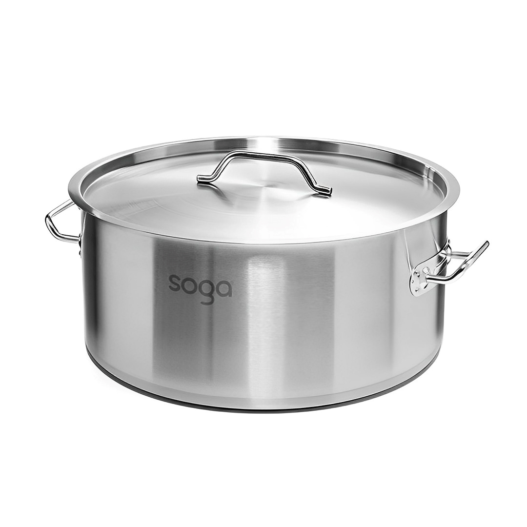 Start2Finish SOGA 2.38-gallon stainless steel stockpot with thick 18/10 construction, ideal for home cooking and large batches.