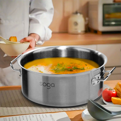 Start2Finish SOGA stainless steel stock pot, 2.38 gallons, thick 18/10 stainless steel, ideal for home cooking and large batches.