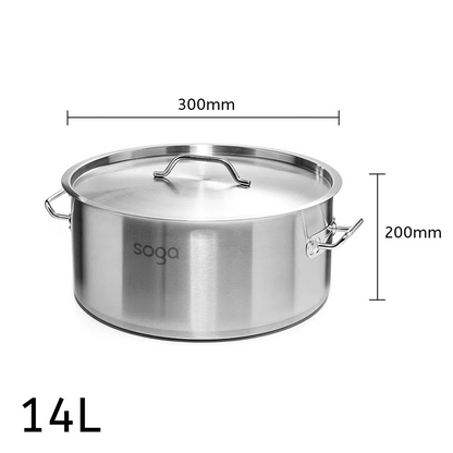Start2Finish SOGA 3.7-gallon stainless steel stock pot with thick 18/10 construction, ideal for home cooking and large batches.