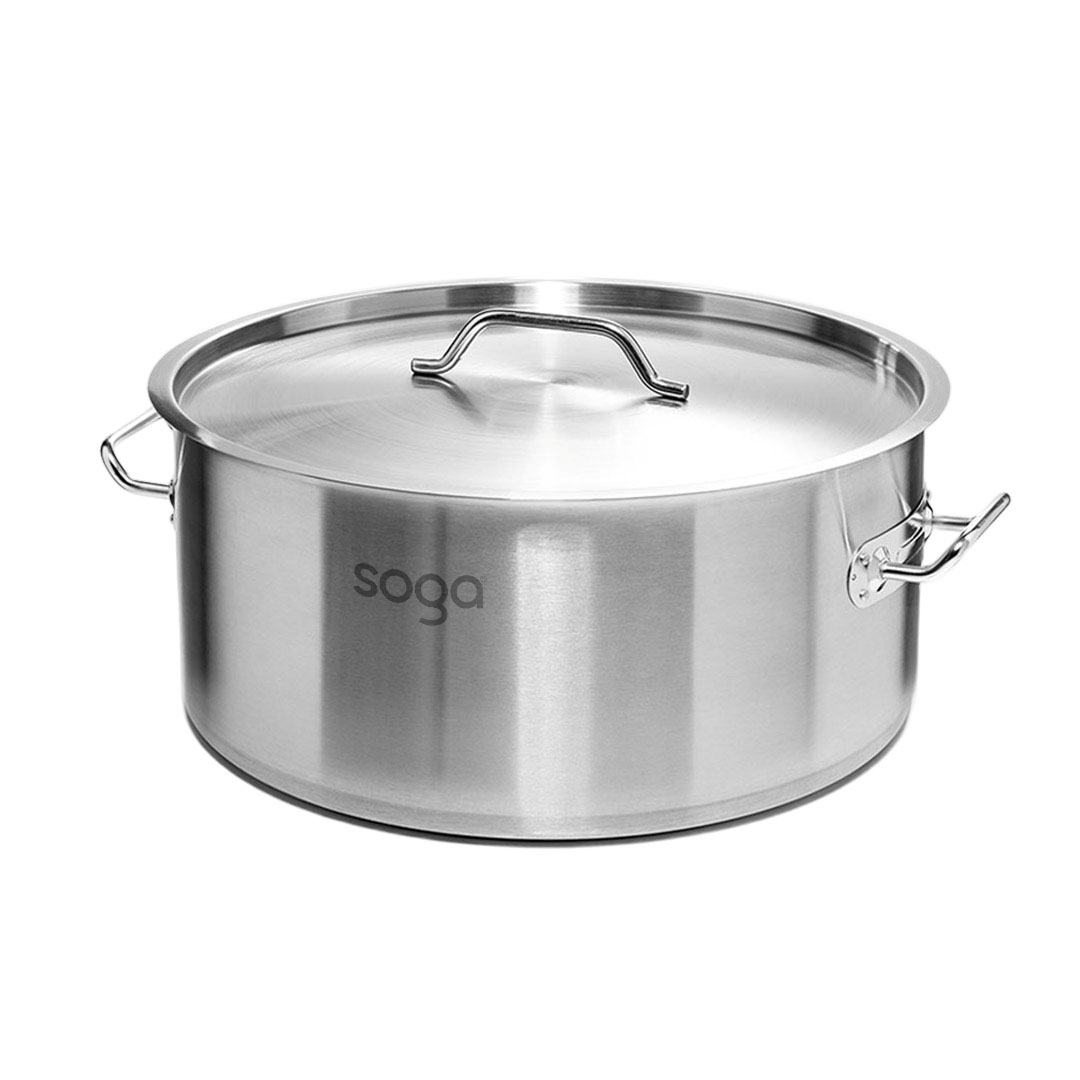 Start2Finish SOGA 8.45-gallon stainless steel stock pot with thick 18/10 construction, ideal for large home cooking.