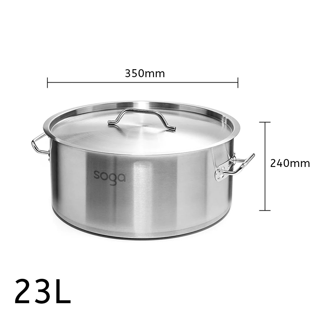 Start2Finish SOGA 6.08-gallon stainless steel stockpot with thick 18/10 construction for home cooking, large capacity and durable design.