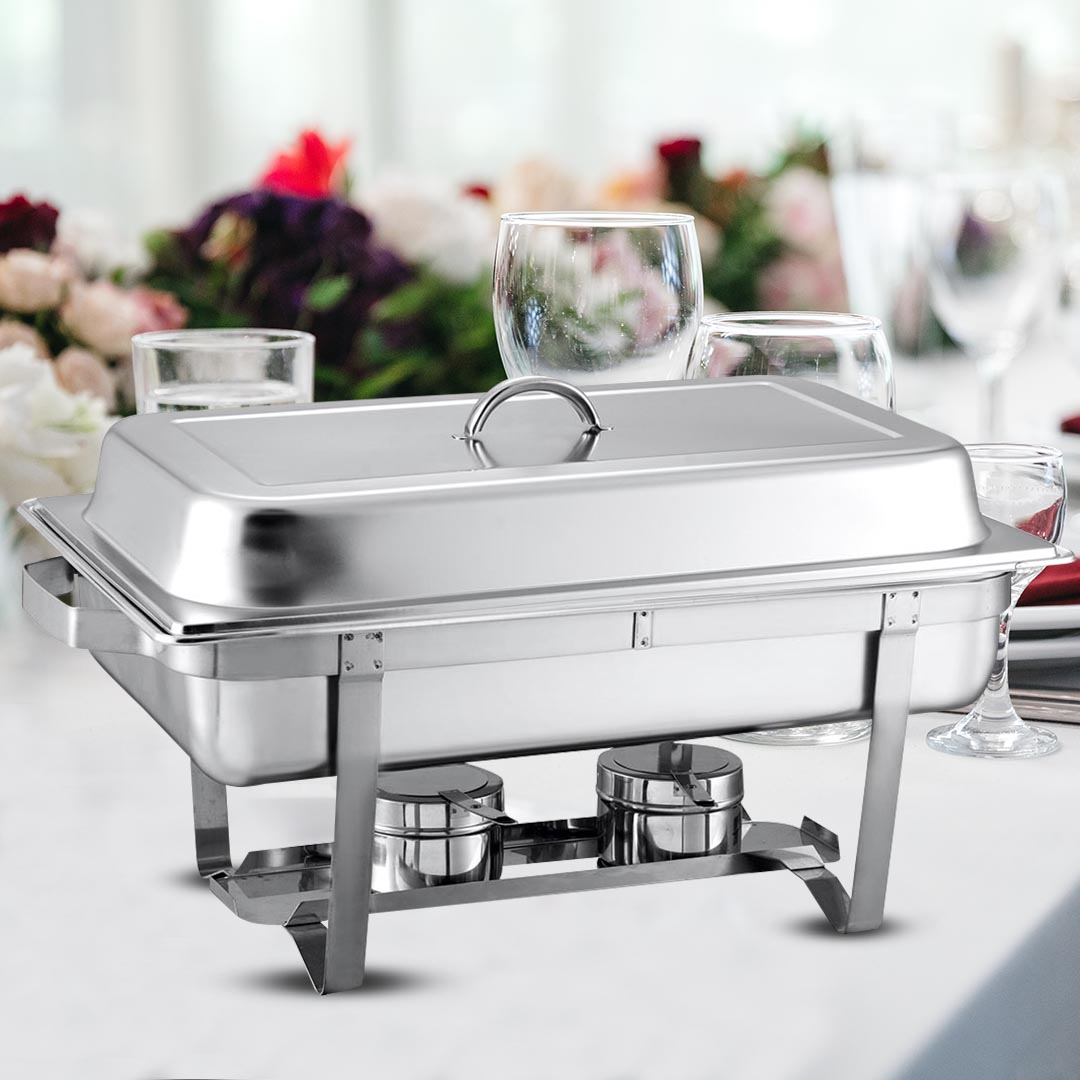 Start2Finish SOGA stainless steel 2.38-gallon chafing dish food warmer for catering and home use with full size design.