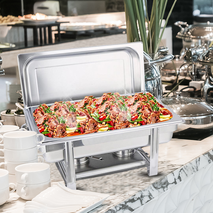 Start2Finish SOGA stainless steel chafing dish with single tray, food warmer for catering and home use, sturdy and easy to clean.