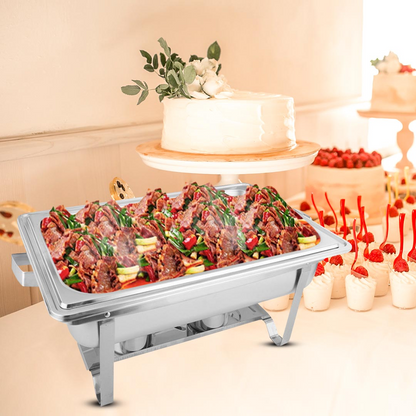 Start2Finish SOGA 2.38-gallon stainless steel chafing dish warmer for catering and home use, designed to keep food warm.