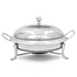 Start2Finish stainless steel round buffet chafing dish with glass lid, ideal for catering and food warming at home.