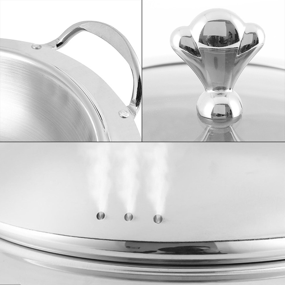 SOGA stainless steel round buffet chafing dish with glass lid, ideal for catering and food warming at home by Start2Finish