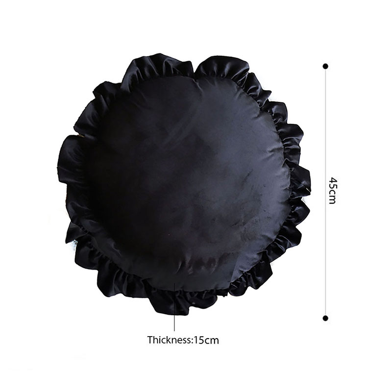 Start2Finish SOGA 17.7-inch black vintage butterfly and lotus leaf edge round throw pillow with floral design.