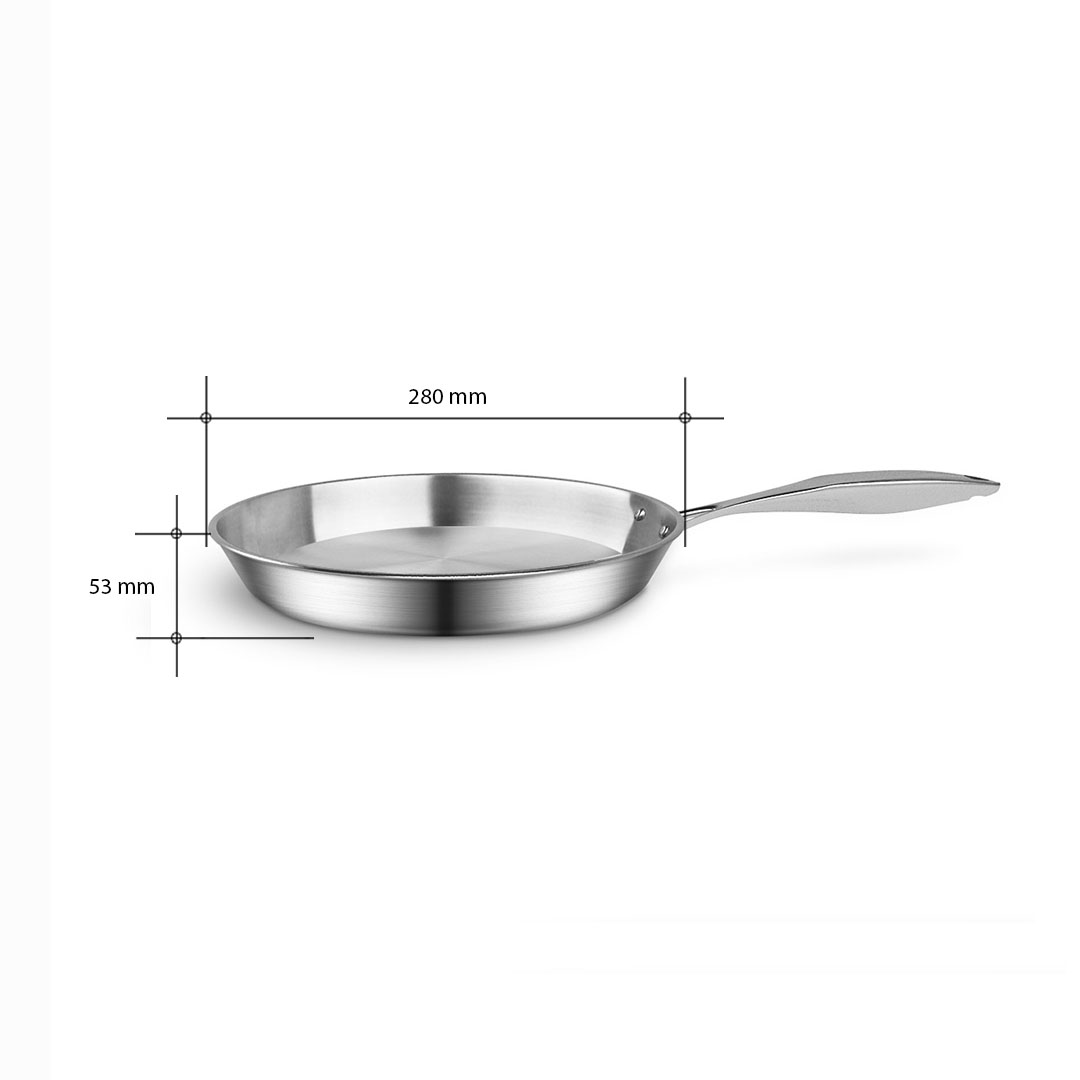 Start2Finish SOGA stainless steel 10-inch frying pan with induction-compatible design, ideal for home cooking and versatile meal preparation.