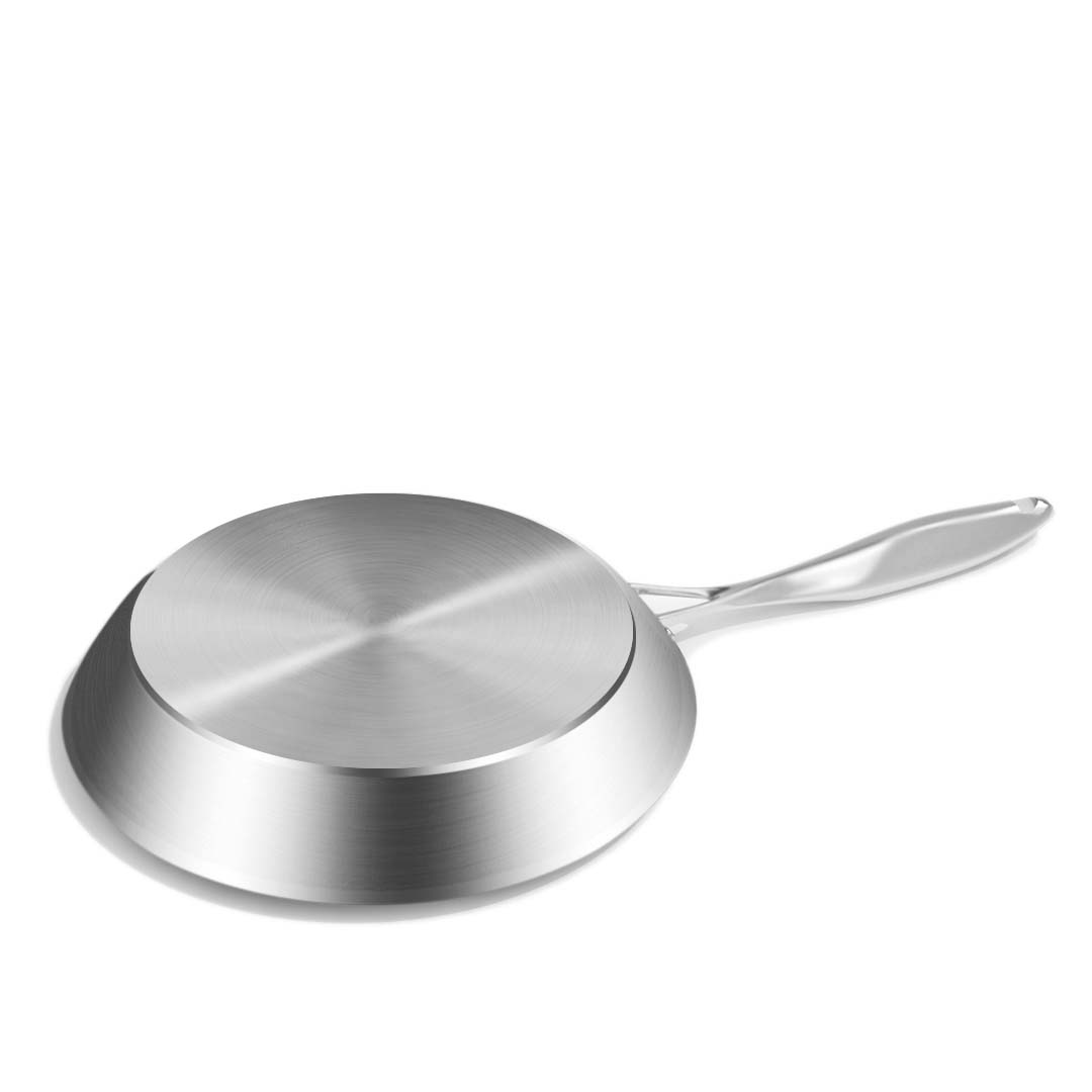 Start2Finish SOGA stainless steel 10-inch frying pan with non-stick interior, ideal for induction cooking and versatile home use.