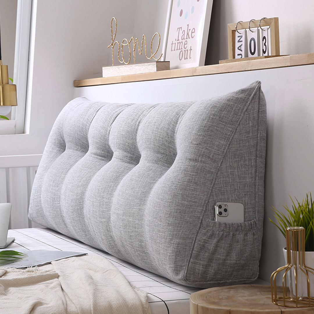 Start2Finish SOGA 180cm silver triangular wedge bed pillow headboard and backrest for home decor and bedding comfort.
