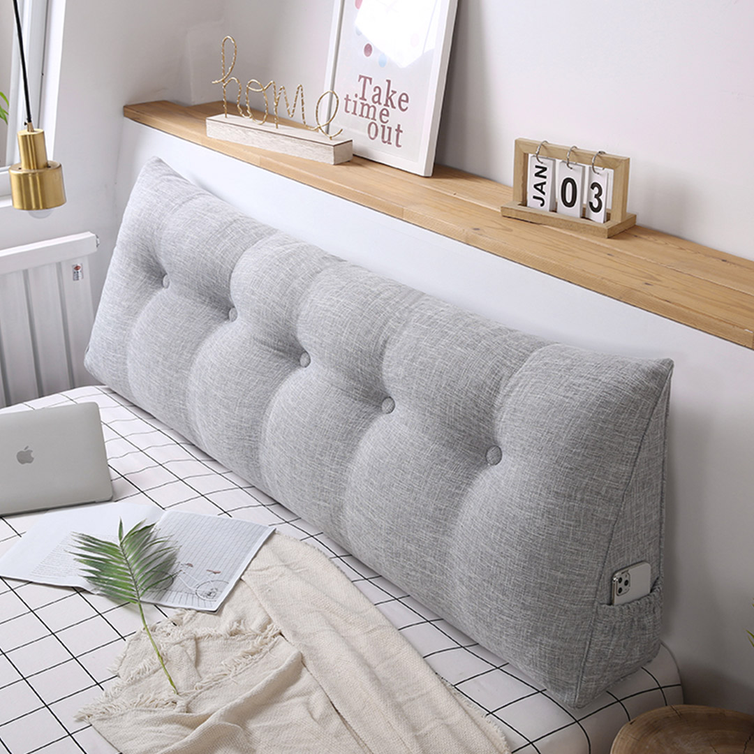 SOGA 180cm silver triangular wedge bed pillow headboard and backrest for beds, with tatami cushion home decor by Start2Finish