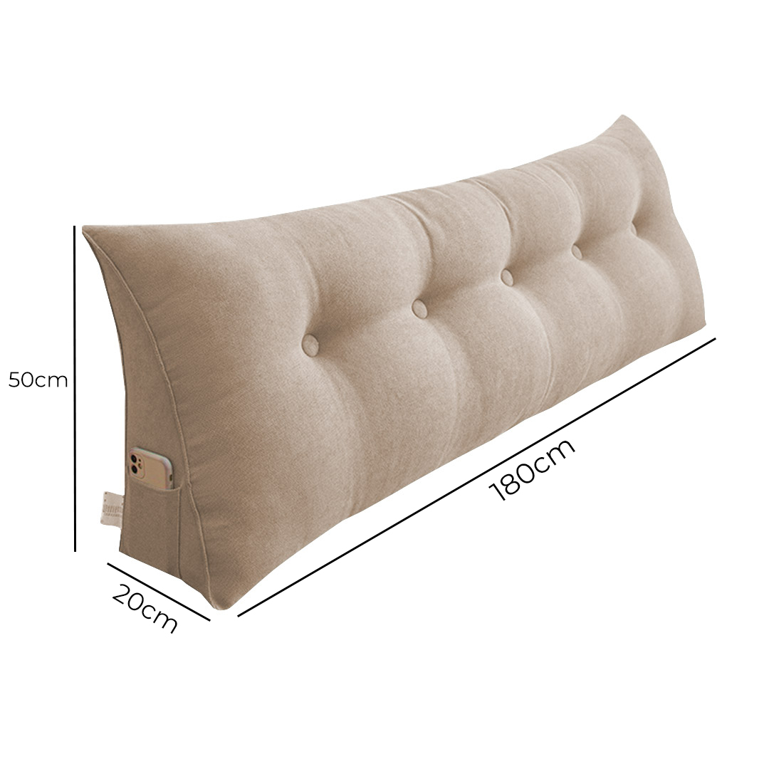 Start2Finish SOGA beige triangular wedge bed pillow headboard and backrest for home decor, bedside cushion, and tatami seating.
