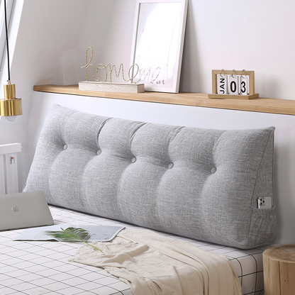 Start2Finish SOGA 180cm silver triangular wedge bed pillow with headboard and backrest for home decor and bedding comfort.