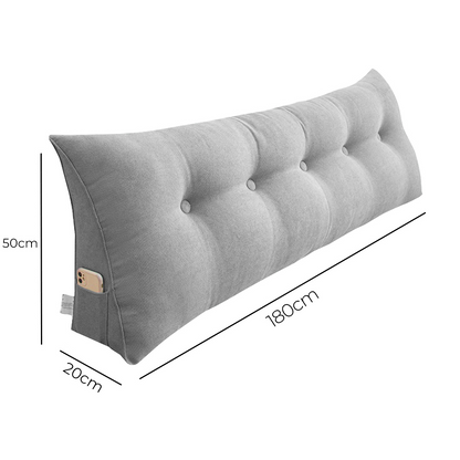 Start2Finish SOGA 180cm silver triangular wedge bed pillow with backrest, used as a bedside tatami cushion for home decor.