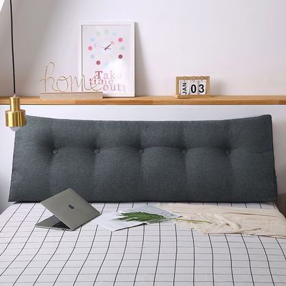 Dark grey SOGA triangular wedge bed pillow by Start2Finish, used as a headboard or backrest for bedding and home decor.