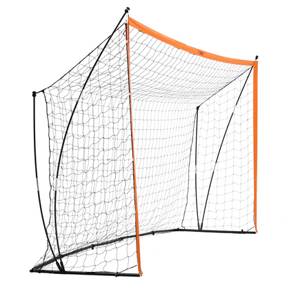 Start2Finish VEVOR portable soccer goal, 12x6 ft orange steel and fiberglass outdoor soccer net with carry bag for practice and training.