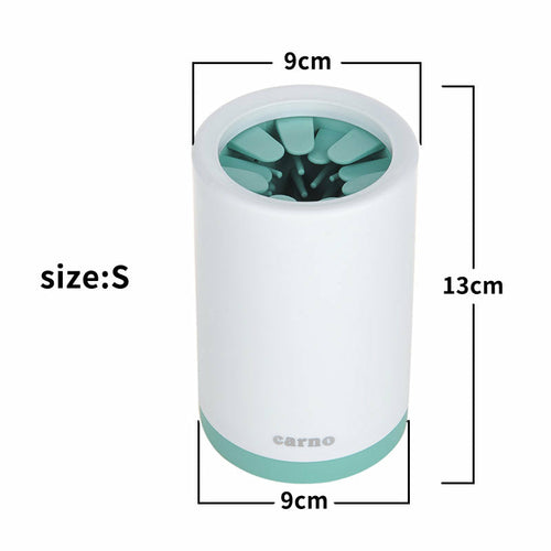 Maroon Asteria portable pet paw cleaner cup with soft silicone brush for gentle paw cleaning and grooming.